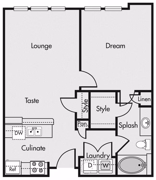 One Bedroom 412B floor plan